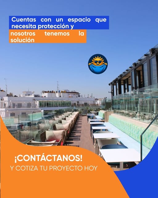 Terraza comercial con área de sombra